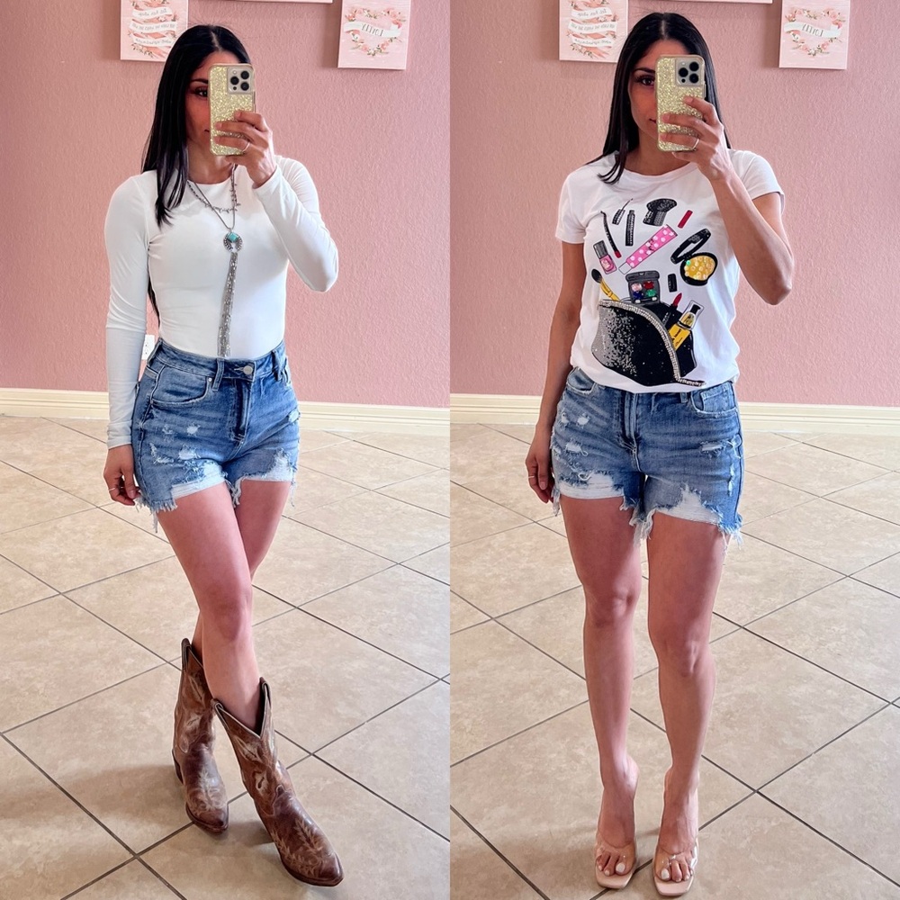 Ariel High Rise Denim Shorts - Picture 3 of 3